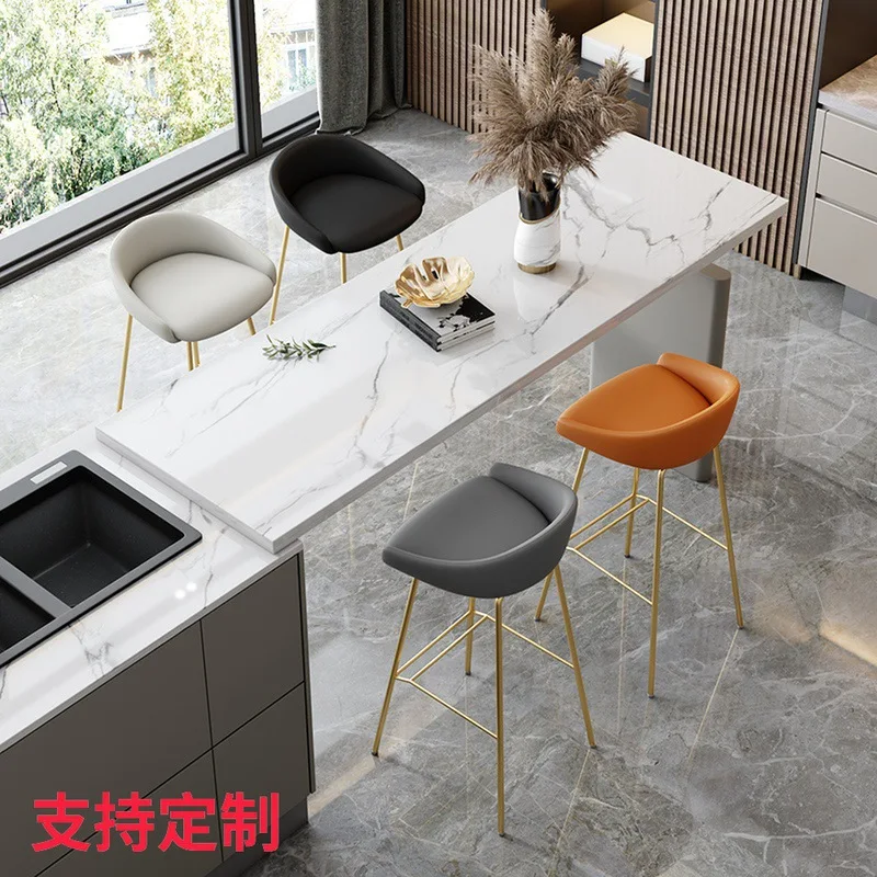 Bar chair simple stool island chair light luxury modern home designer stool Internet celebrity backrest high stool