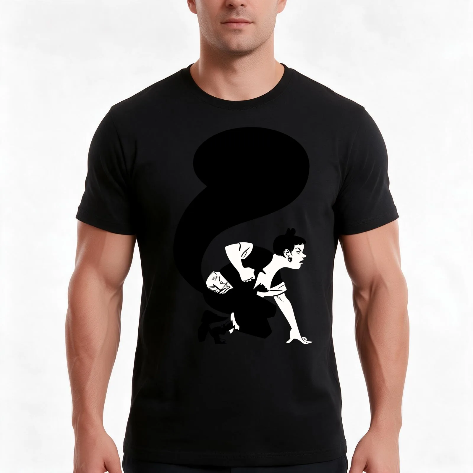 Squirrel Girl Silhouette T-Shirt, Summer Casual Cotton Tee, Oversized Streetwear Tops, Vintage Graphic Print, Unisex Men Women