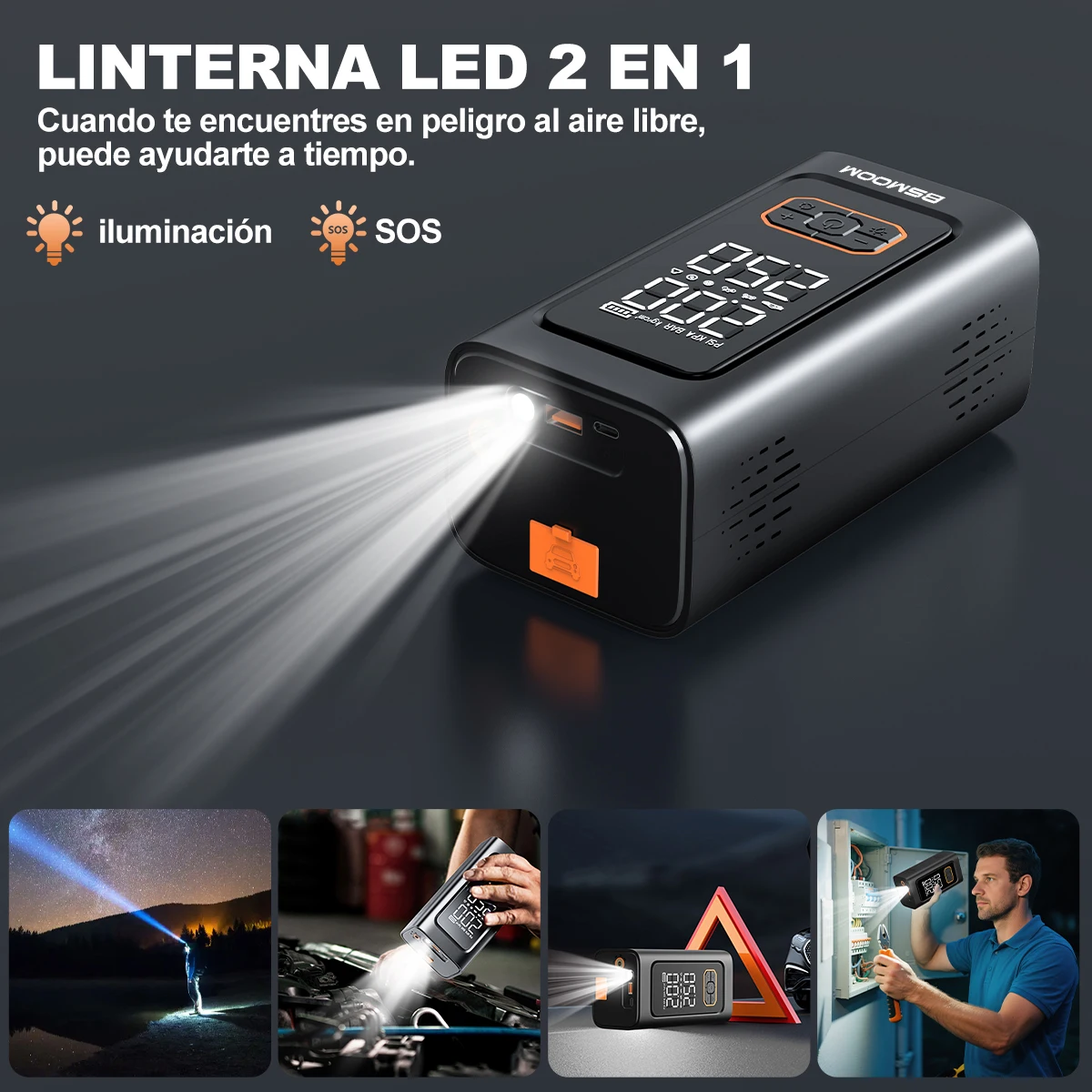 1500A/1000A PEAK Multifunctional Emergency Jump Starter with 150PSI Air Pump, Digital Tire Inflator, Portable Car Battery Charger, Up to ALL Gas/10L