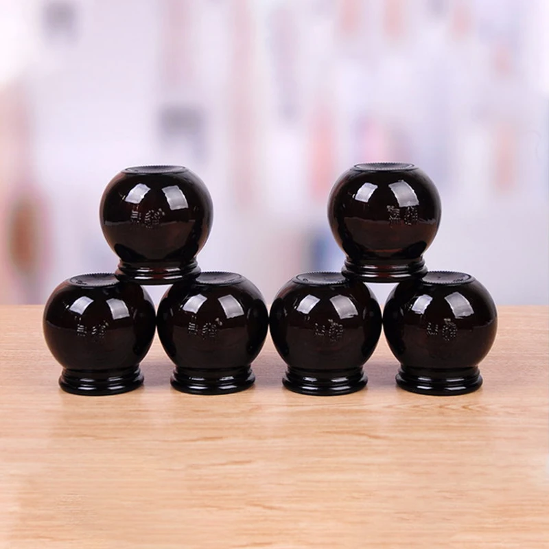 

12/6/2pcs Massage glass cupping Cup Thick Brown Vacuum Explosion-proof Glass Cupping Weight Loss Fire Jar Diameter 5.5Cm