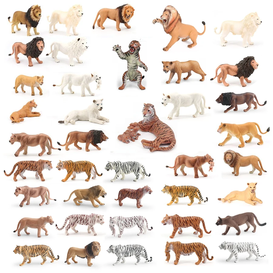 محاكاة الحياة البرية الأفريقية الحيوانات البنغال النمر كروجر الأسد النمر السيبيري نموذج PVC ألعاب تعليمية للأطفال