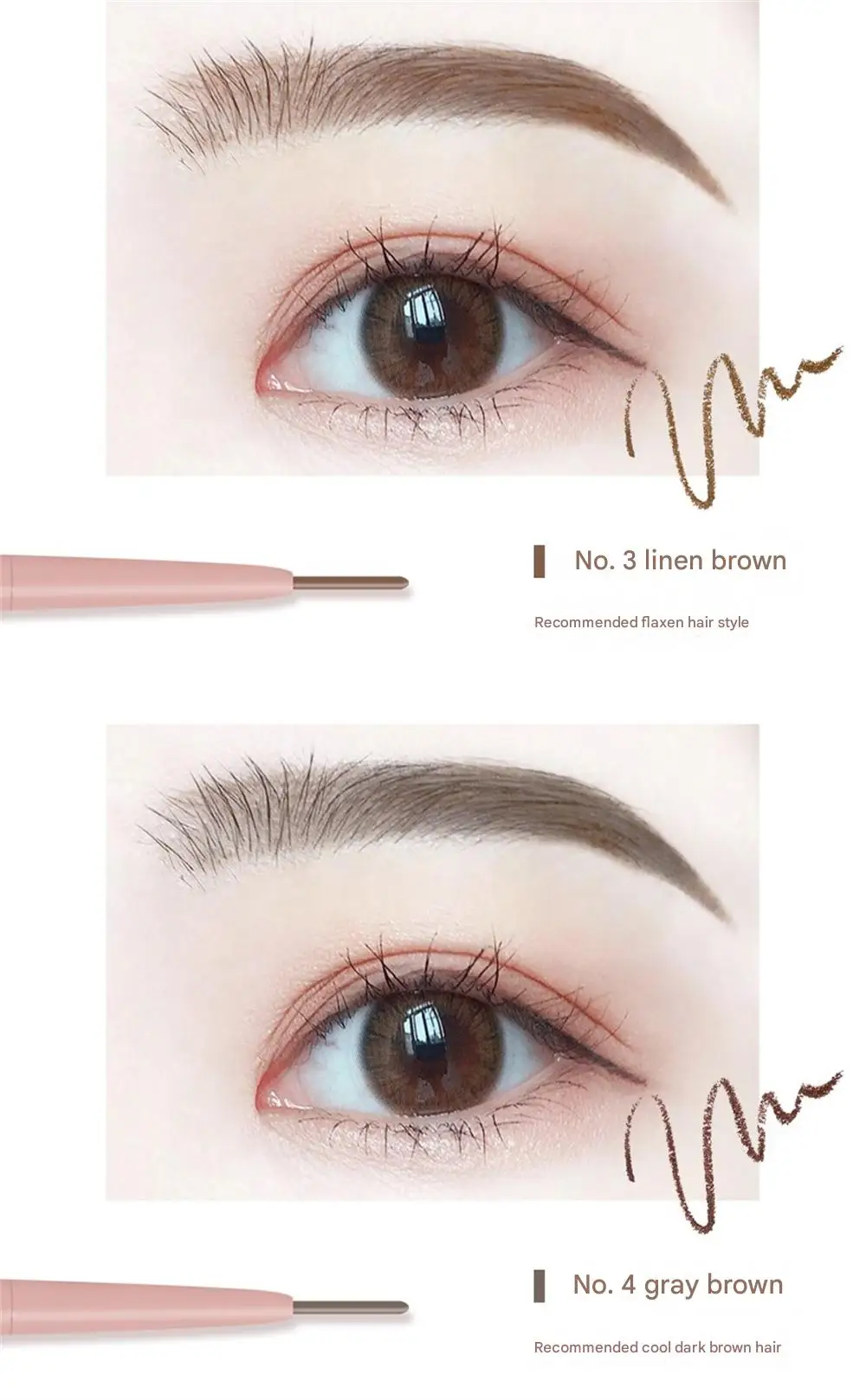 1,5 mm extrem feiner Augenbrauenstift, wasserfest, langlebig, schweißfest, automatisch drehbar, mit Pinsel, natürliches koreanisches Augenbrauen-Make-up, 1/3 Stück – Detail 13