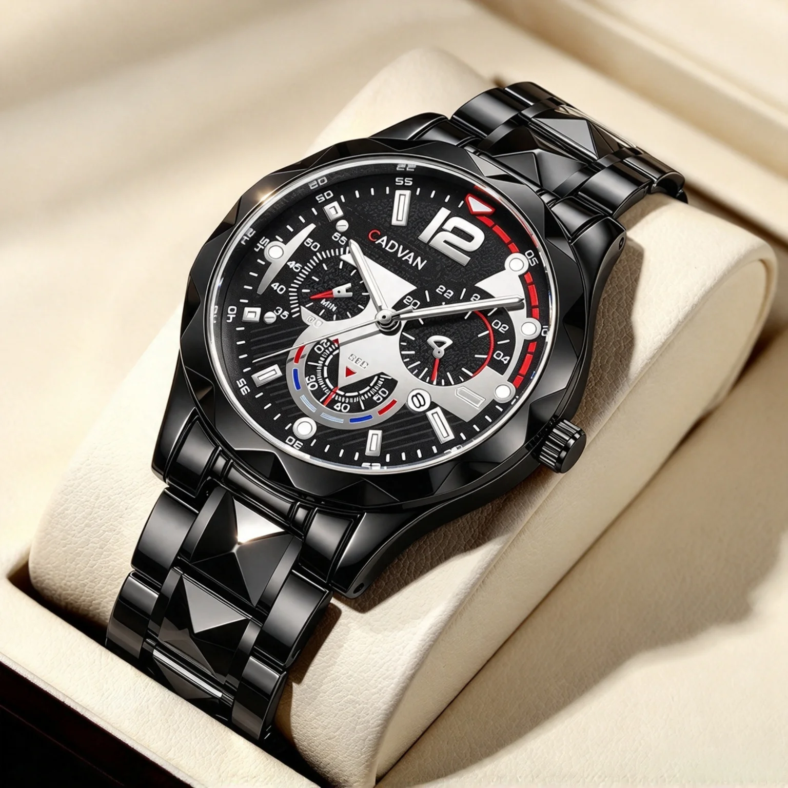 CADVAN Men's Calendar Watch, Perfect for Daily Casual and Formal Occasions - Shipped with A Tuner and Gift Box