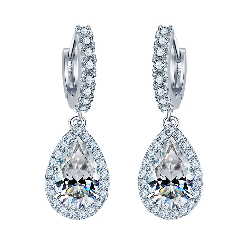 

Super Sparkling Pear Moissanite Earrings 1ct 5x8MM with Certificate 100% Passed Diamond Test S925 Silver Jewelry Women Gift