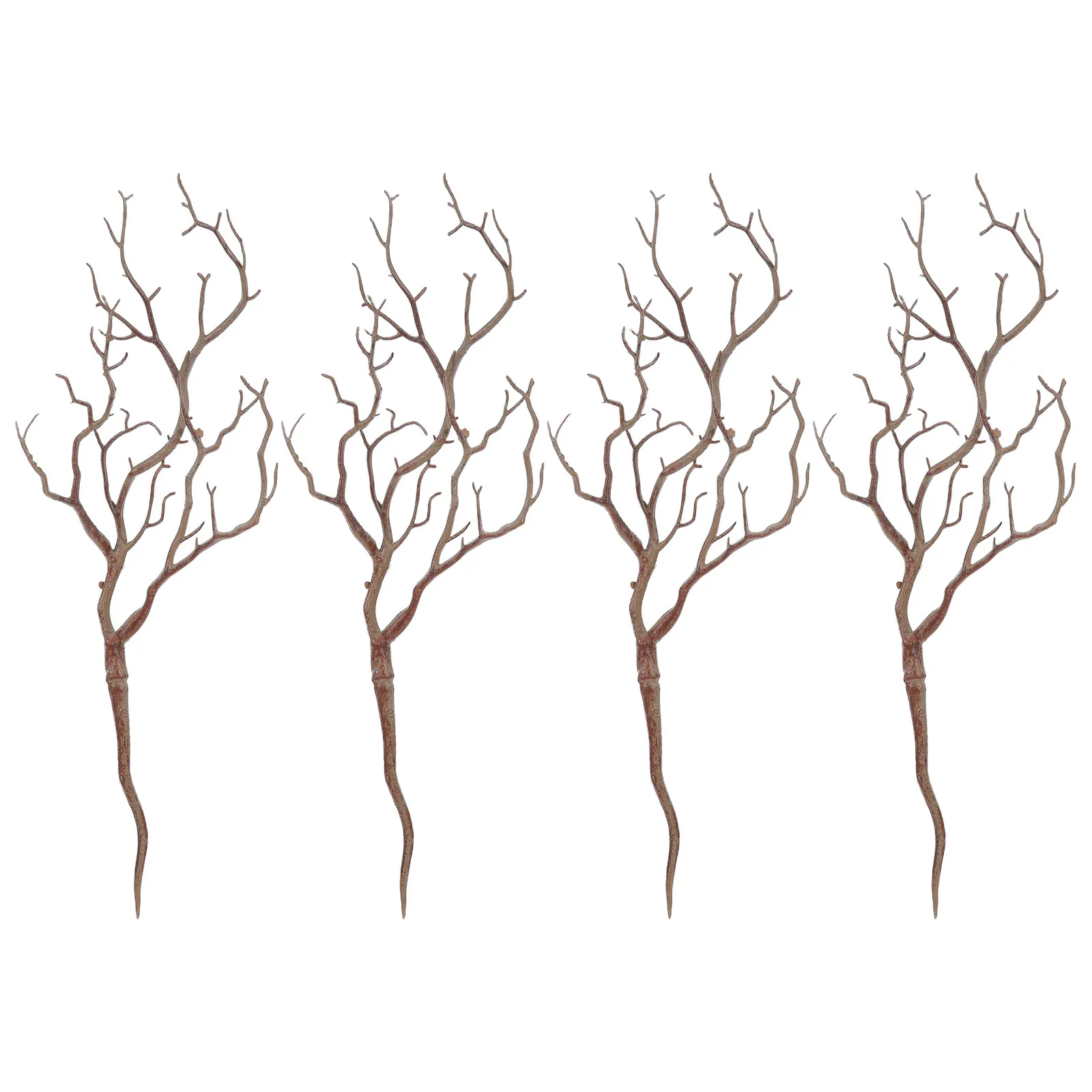 4 Piezas de Ramas Artificiales Decorativas, Ramas de Madera Curvas de Aspecto Natural en Color Marrón Retro, Varillas Decorativas para Jarrones, Tallos de Ramas Falsas