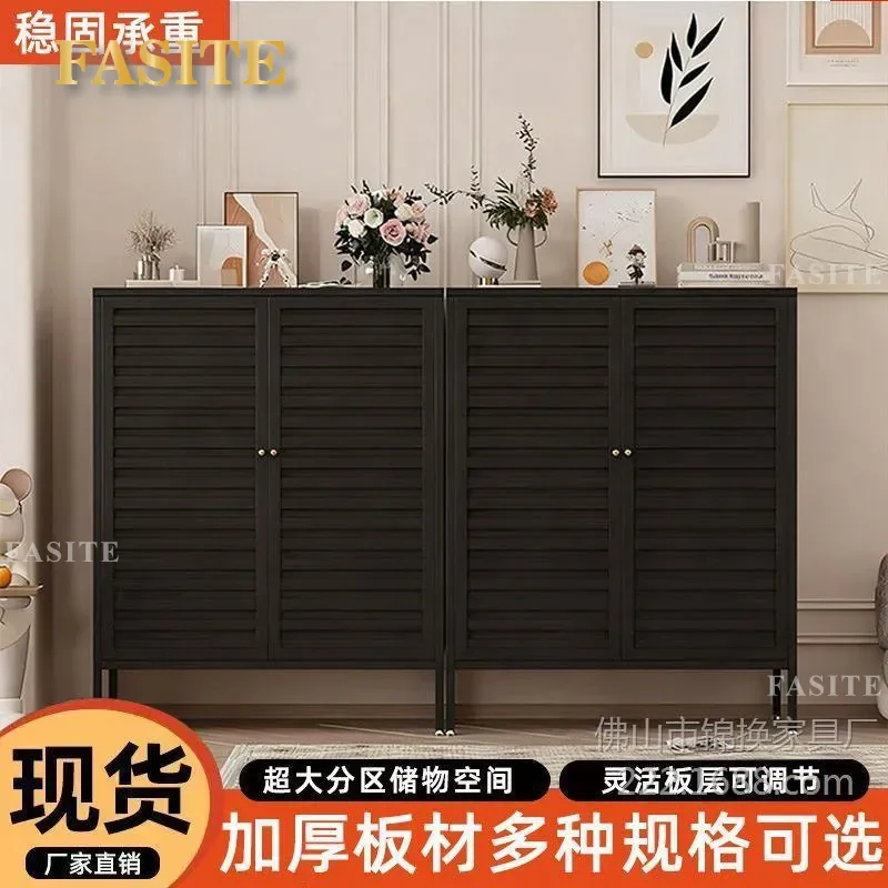 For Steel Shoe Cabinet Multi Tier Louver Door Storage Rack Dustproof Shoe Organizer for Household Rental House Corridor