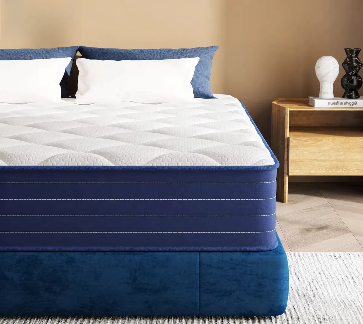 Kingnight G15 Euro Top Hybrid Spring Mattress Comfort Foam Natural Latex Medium Breathable Orthopedic Cooling Hypo-Allergenic