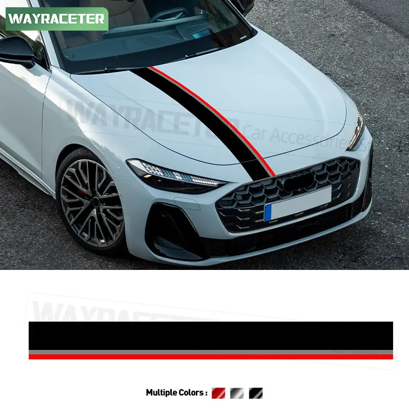 

Sport Performance Tri Color Engine Cover Vinyl Decal Car Hood Bonnet Stripes Sticker For Audi A5 B10 2025 S5 Accessories