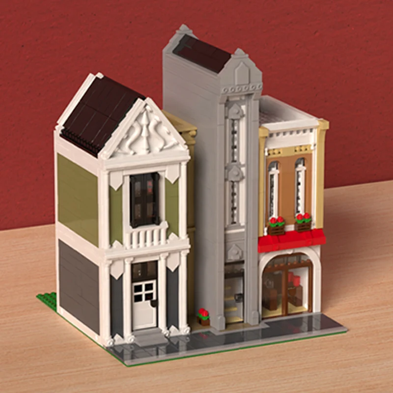 City Street View Model MOC Building Bricks Mug Shop Architecture Modular Technology Children Holiday Gifts Assemble Toys Suit