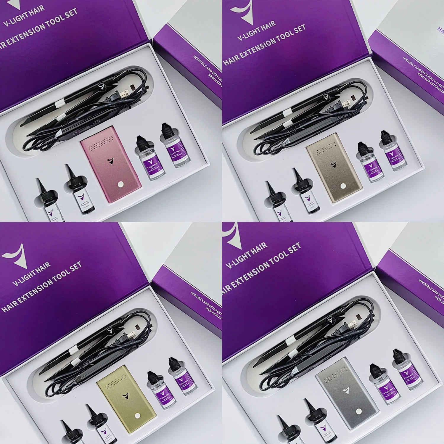 2025 Latest for V Light Hair Extensions Kit with Metal Connector Glue and Machine Premium Hair Extension Tool