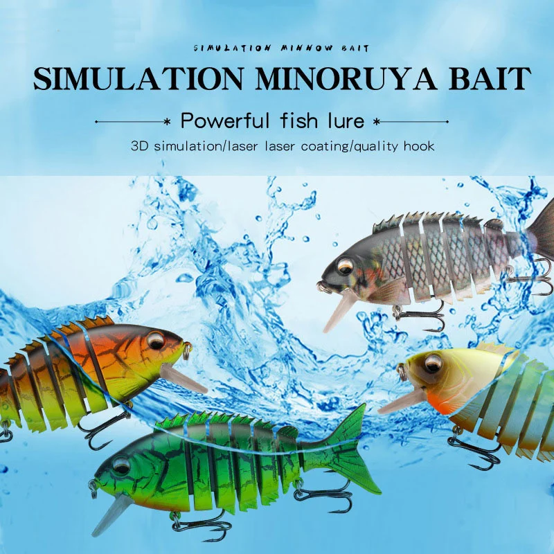 

Fishing Lures Sinking 7 Segements Multi Jointed Minnow Swimbait Fishing Tackle Mandarin Fish Pike Bass in Sea Lakes River Pond