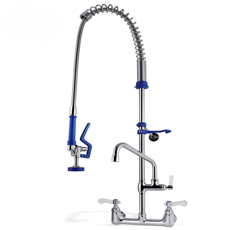 Commercial Restaurant Direct Manufacturers Wall Mounted Pre Rinse Unit Faucet Dual Handle 3 Compartments Sink for Kitchen Use