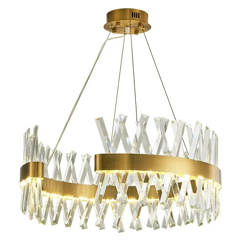 

Modern Round Crystal Gold LED Chandelier Lustre Hanging Pendant Lamp Suspension Interior Lighting Luminaire