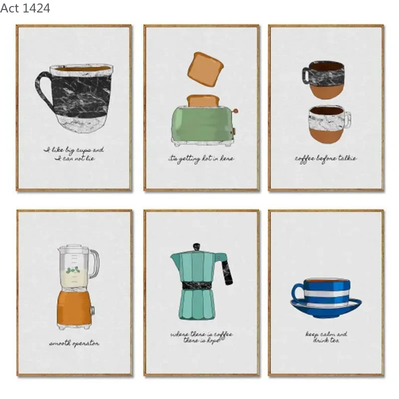 Toaster Teapot Coffee Pot Kettle Blender Wall Art Canvas Painting Nordic Posters And Prints Wall Pictures For Kitchen Room De