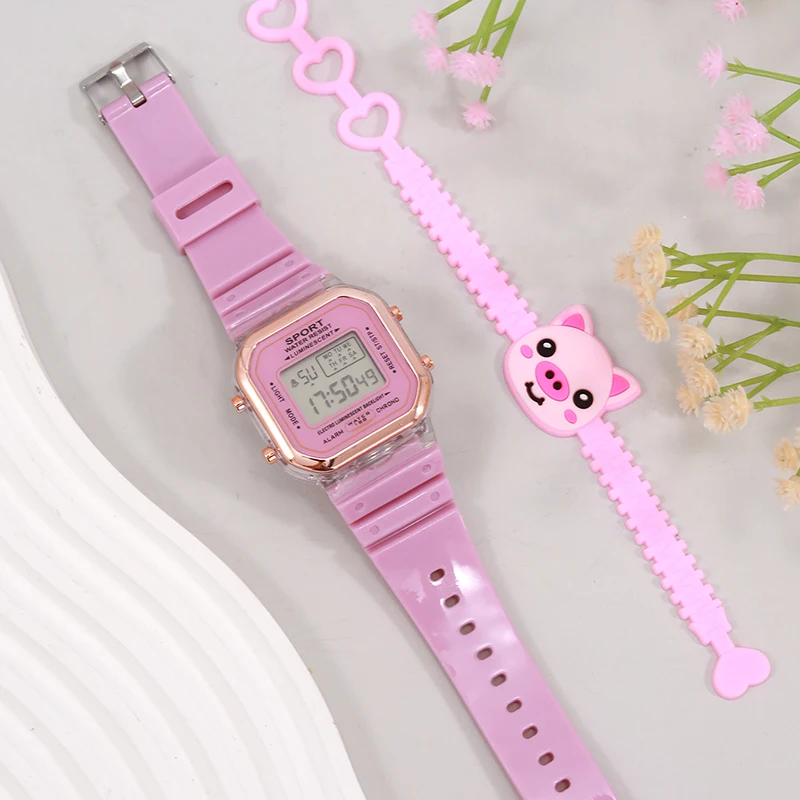 New Fashion Digital Student Transparent Electronic Watch Candy Multicolor LED Women Men Sports Waterproof Watches Clock Gift