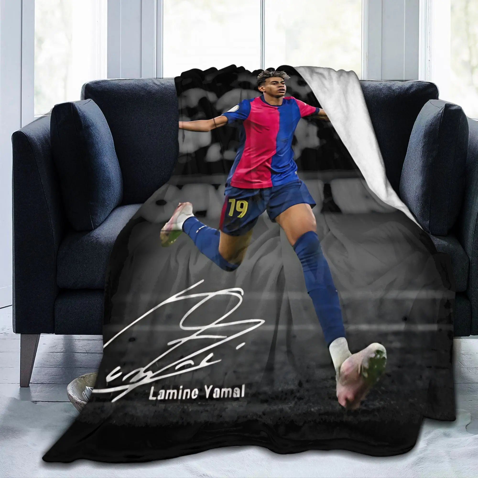 Lamine Y-Yamal Blankets Velvet Summer Air Conditioning Football Soccer Lightweight Thin Throw Blanket for Sofa Outdoor Quilt