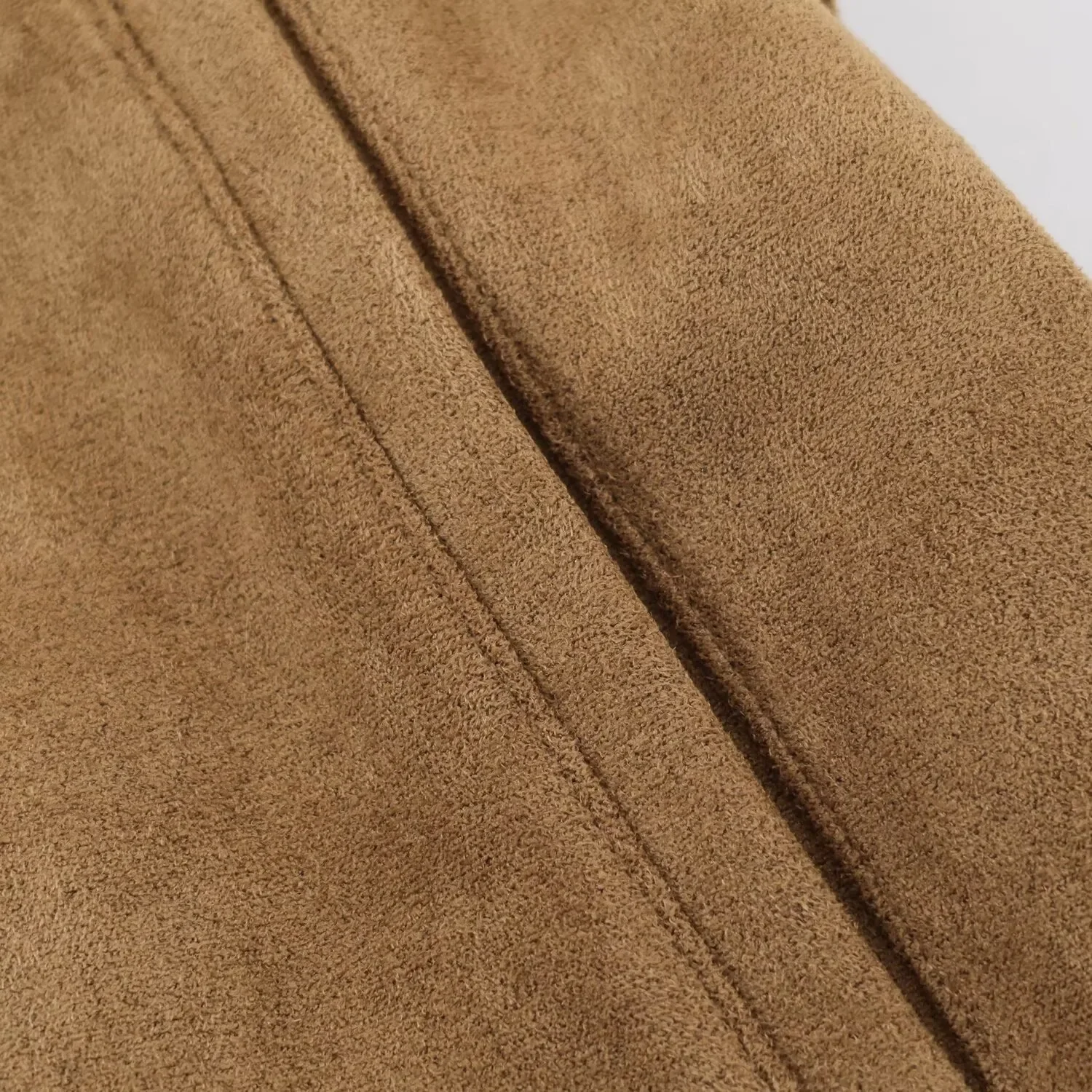 Damen Kunstwildleder Kurze Herbst-Winter-Jacke mit Gürtel, Langarm, Locker Geschnitten, Lässige Oberbekleidung, Streetwear für Frauen – Detail 15