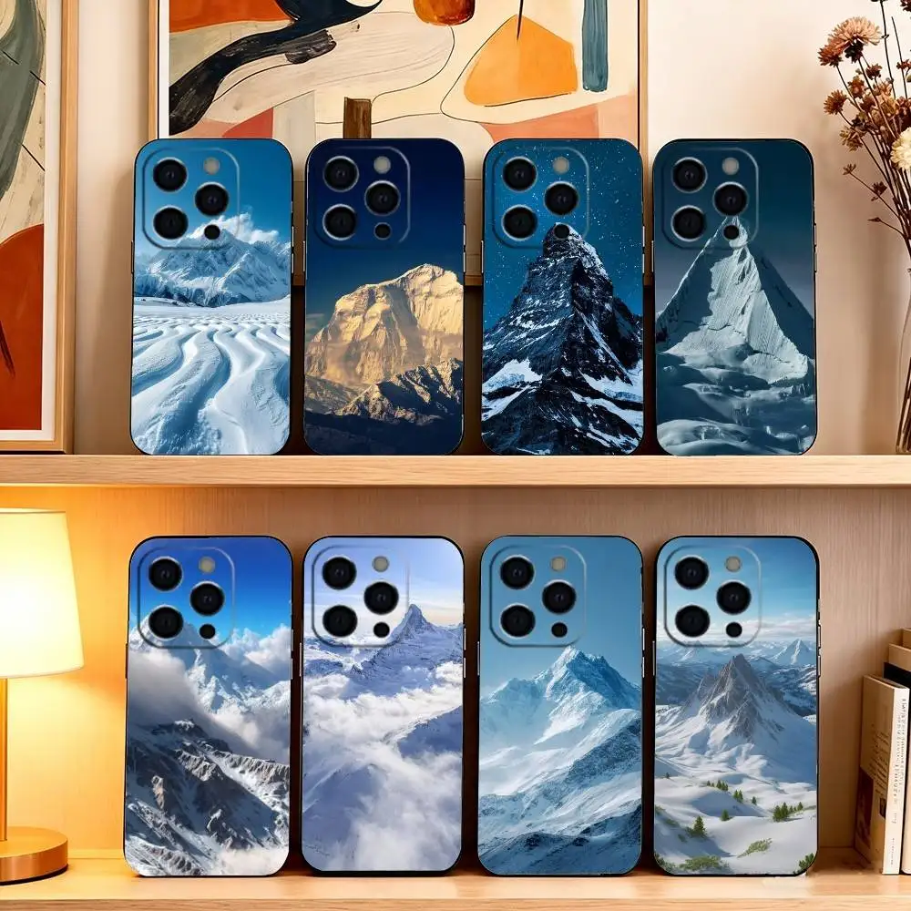 

Magnetic S-Snow Mountain Phone Case For iPhone 17, 16,15,14,13,12,11 Plus,Pro Max, Others Soft Black Cover