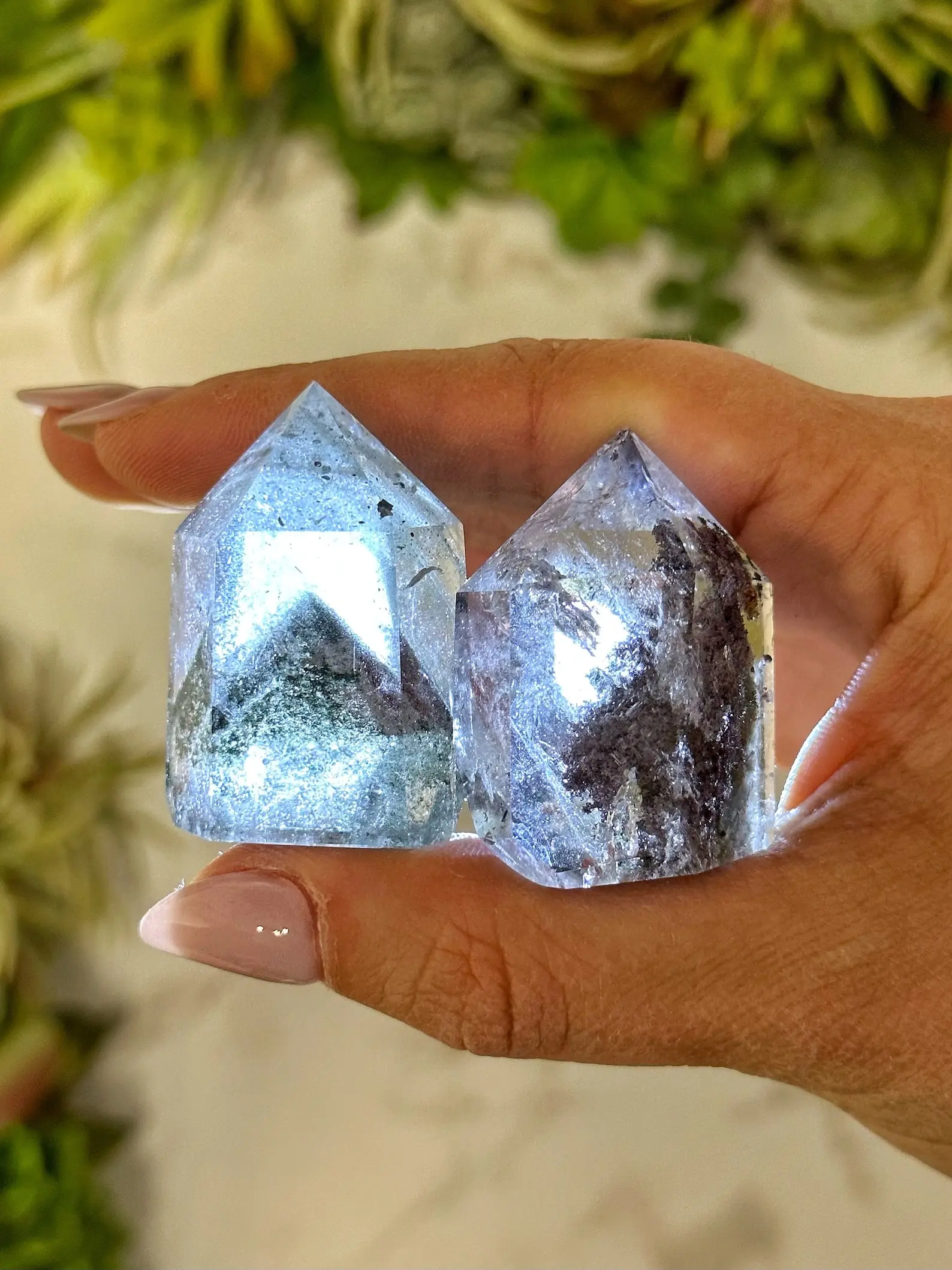 1pc Garden Quartz Mini Point,Polished Clear Green Crystal Tower, Crown Chakra, Healing Stone)