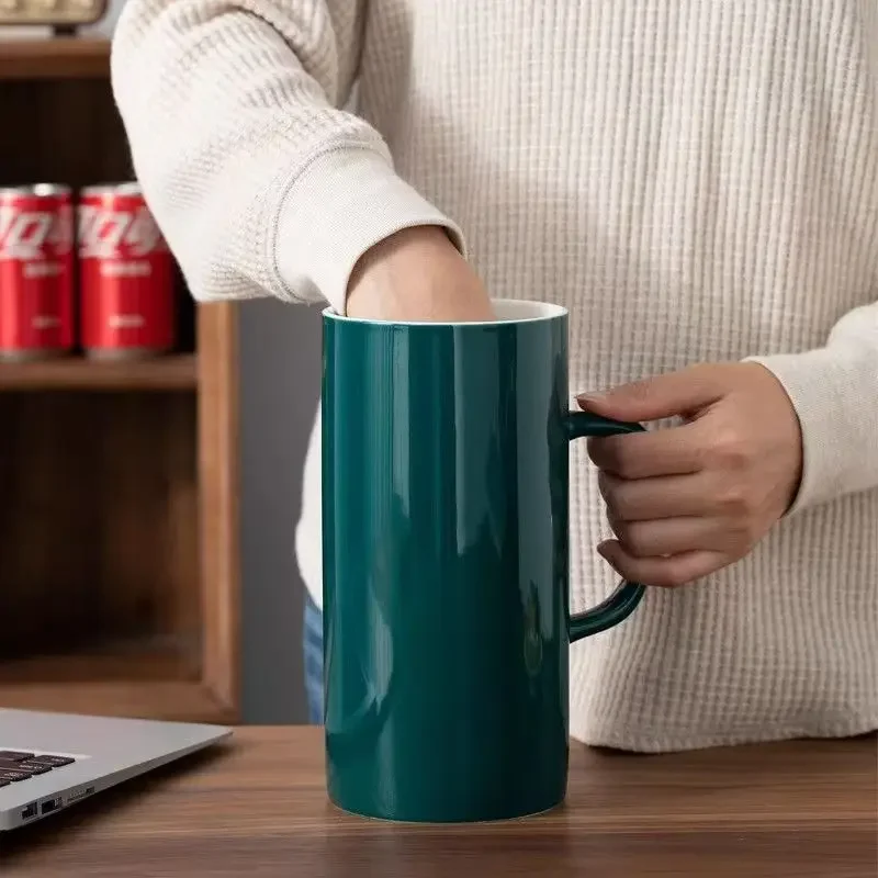 Large Capacity 1200ml Ceramic Coffee Mug with Handle Extra Big Jumbo Tea Water Cup for Office and Home Drinking Glass Beer Mug