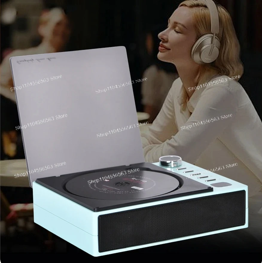 CD201 Turntable Compact Rechargeable Hifi Retro Portable CD Player with Speakers/FM Radio/Mp3/Usb
