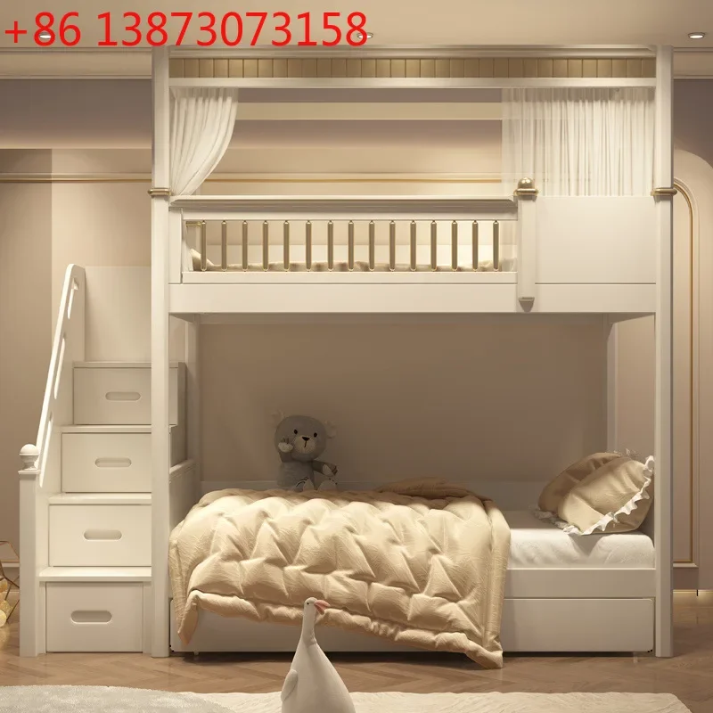 Children's mother and child bed American household high and low bed bunk  Eco-friendly adult double bed Girl adult