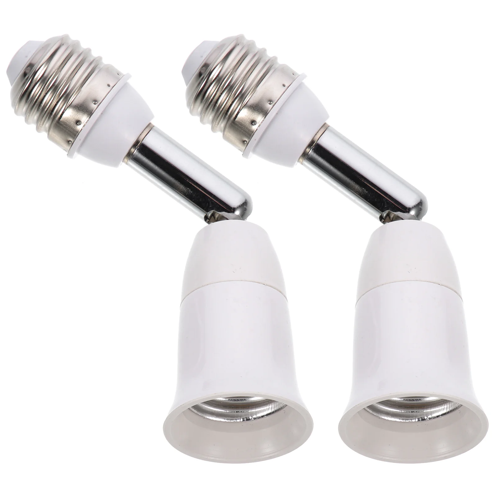 2 Pcs Extended Bend Socket Light Bulb Extension Cord Extender Abs Travel Adapter Outlet