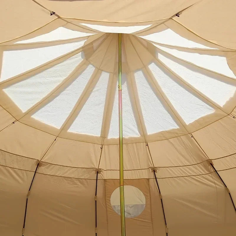 เต็นท์กระโจมผ้าอ็อกซ์ฟอร์ดกันฝนขนาดใหญ่พิเศษสำหรับตั้งแคมป์กลางแจ้ง เต็นท์พักอาศัยสำหรับครอบครัวสุดหรู