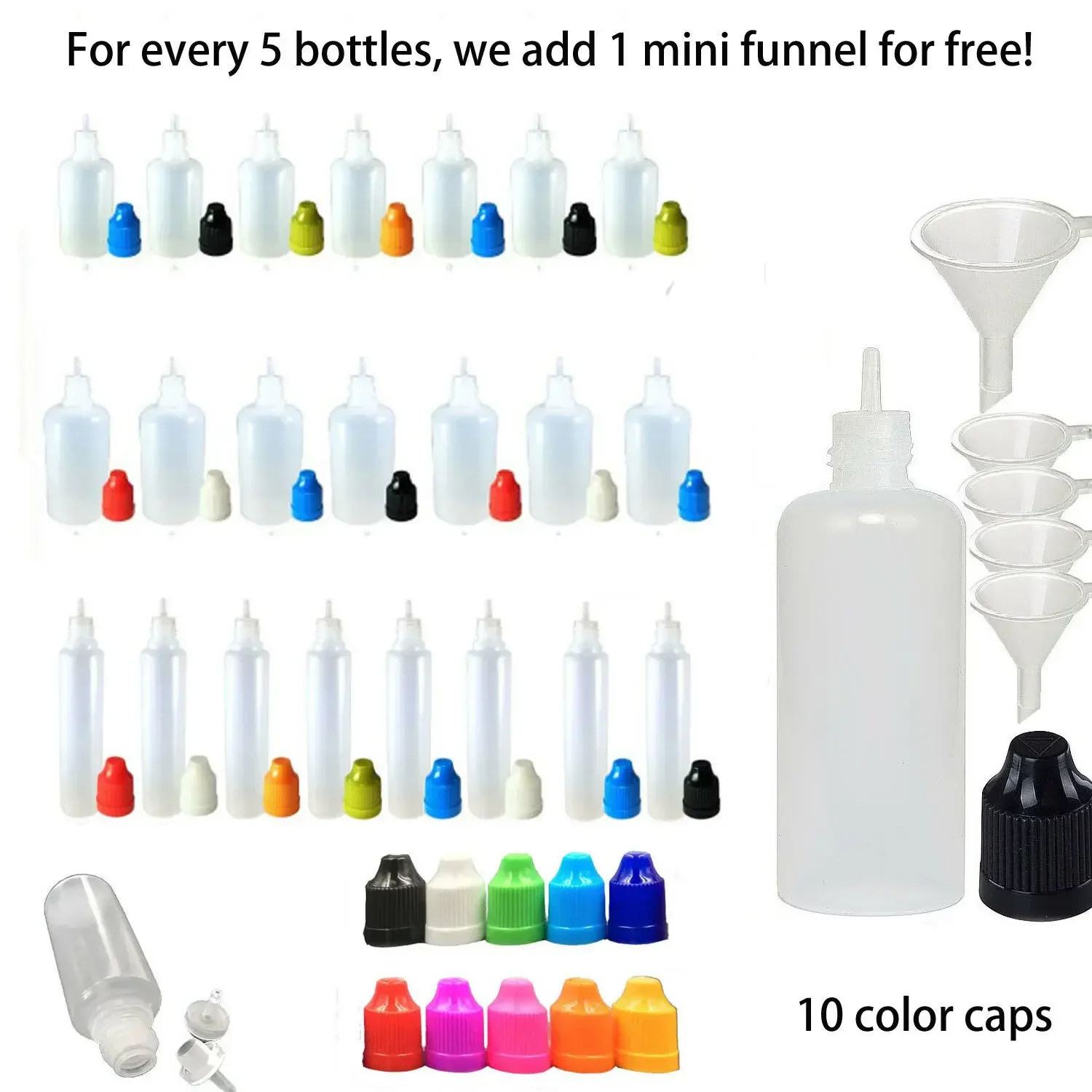 20pcs 5ml/10ml/15ml/20ml/30ml/50ml/100ml/120ml Empty LDPE Plastic E Liquid Juice Dropper Eye Bottles Long Tip Cap Vape Container