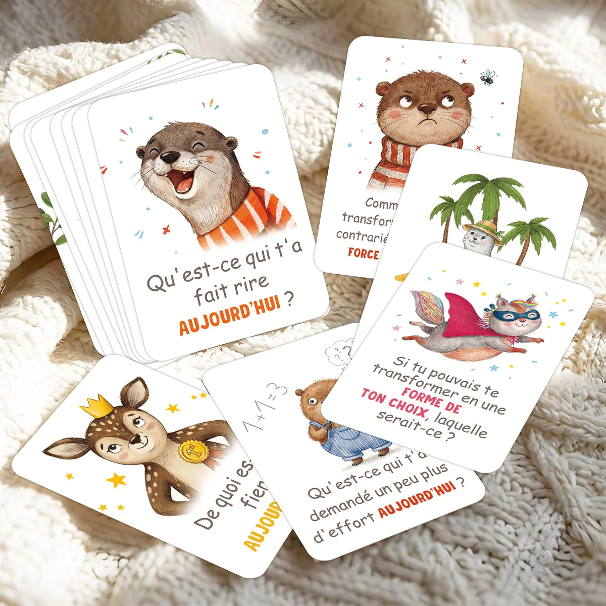 24pcs French Language Interactive Question Cards For Children,Engaging Conversation Card For Family Bonding,Classroom Discussion