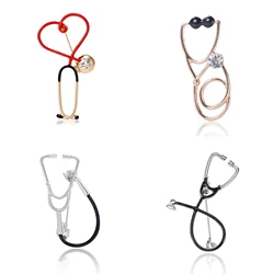 Stainless Steel Stethoscope Brooch for Women Unisex Rhinestone Medical Device Pin Banquet Party Backpack Gifts Accessories