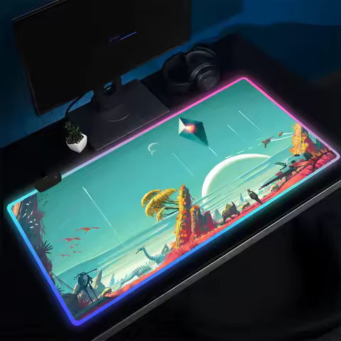 Gamer N-No Mans Sky Mouse Pad Anime Gaming Mouse Pad LED Table Pads Backlit Rubber Desktop XXL Mousepad RGB Desk Mats