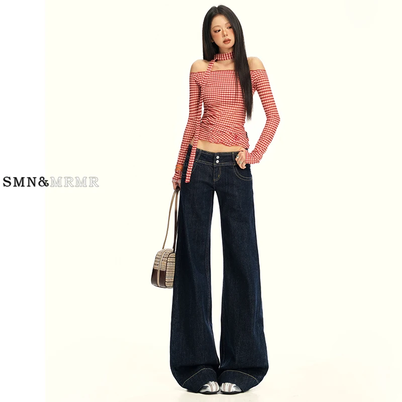 

Off American Retro Denim Straight Leg Jeans Women Early Autumn High Waist Casual Versatile Flared Jeans Girls Summer