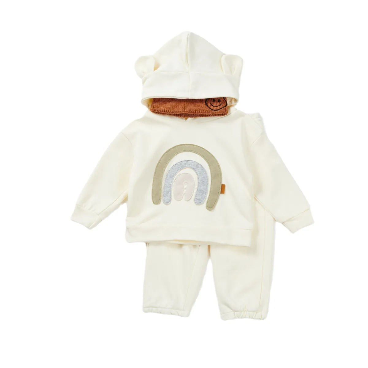 Ensemble deux pièces en coton doux pour bébé fille, sweat à capuche et pantalon, tenue à manches longues