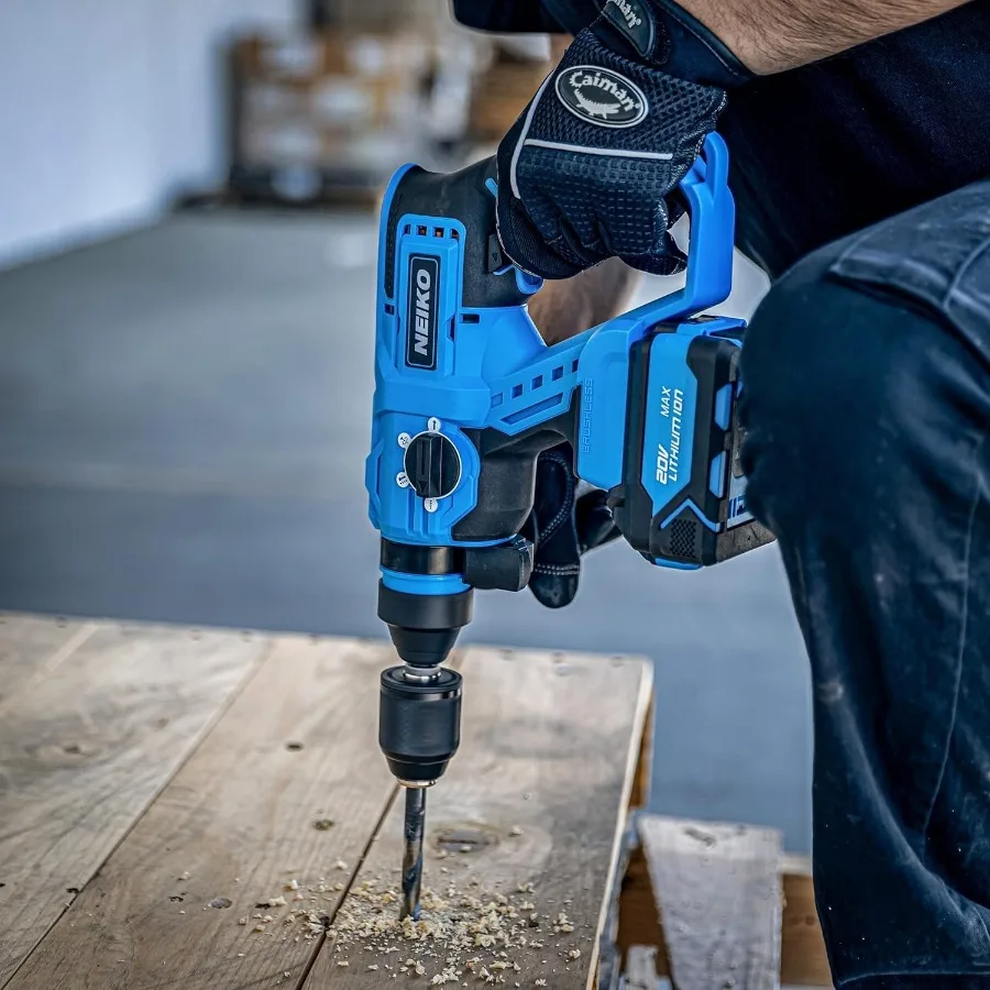 Cordless Rotary Hammer Drill for Heavy-Duty Demolition and Construction Applications with 20-Volt Li-ion Rechargeable Battery F