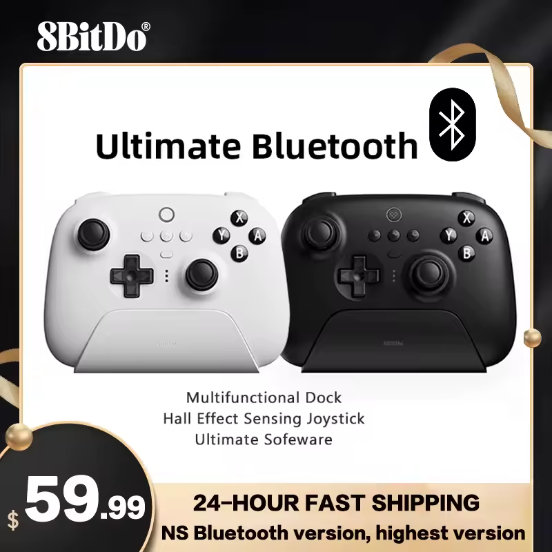 Controlador Bluetooth sem fio 8BitDo Ultimate com joystick de detecção de efeito Hall doca de carregamento para Windows 10, 11, Steam, Android