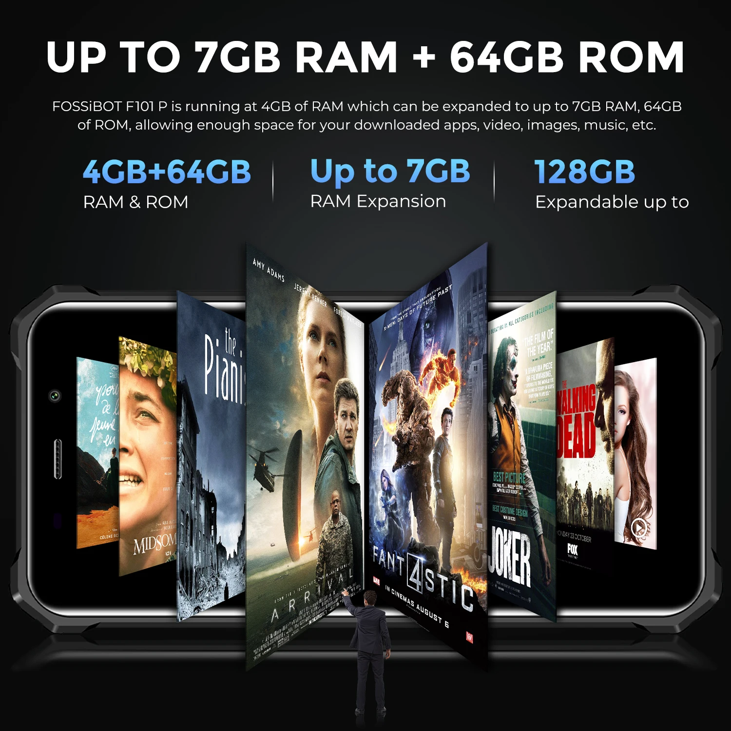 FOSSiBOT F101 P ثماني النواة وعرة 10600mAh 4GB 64GB الهاتف المحمول 24MP كاميرا 5.45 "HD شاشة IP68 مقاوم للماء الهاتف المحمول العالمي