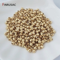 18K Gold Plated Brass Striped Cut Flower Beads,Spacer Beads For Bracelets,Beads Separators For DIY Jewelry Making Accessories