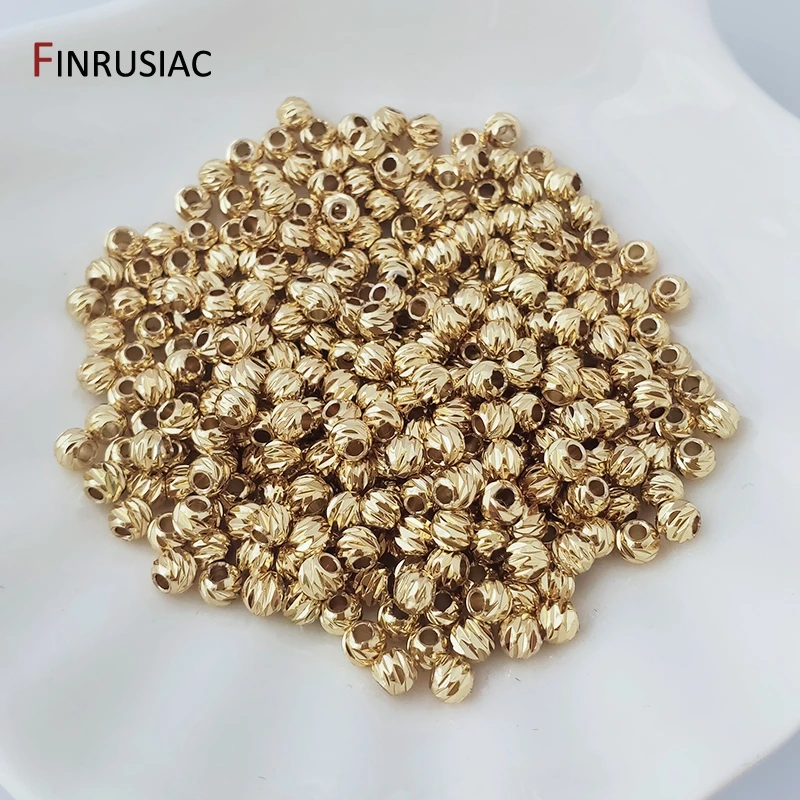 DIY biżuteria akcesoria 18K pozłacane paski wycięte koraliki kwiatowe 3mm 4mm koraliki dystansowe luzem ręczne koraliki materiał