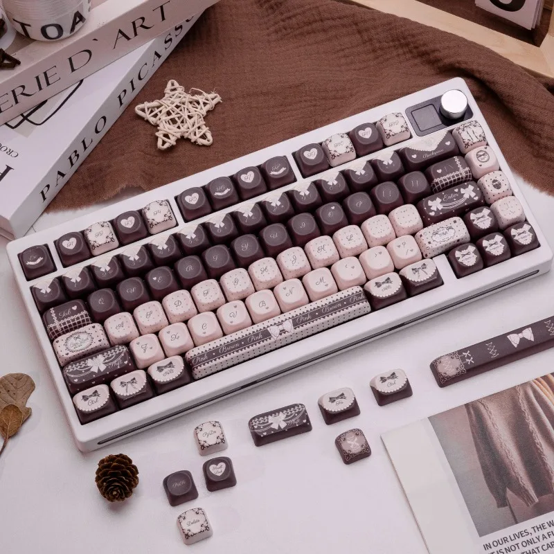 chocolate-theme-keycaps-set-customized-pbt-sublimation-moa-profile-keyboard-cap-132keys-for-mechanical-keyboard-accessories-gift
