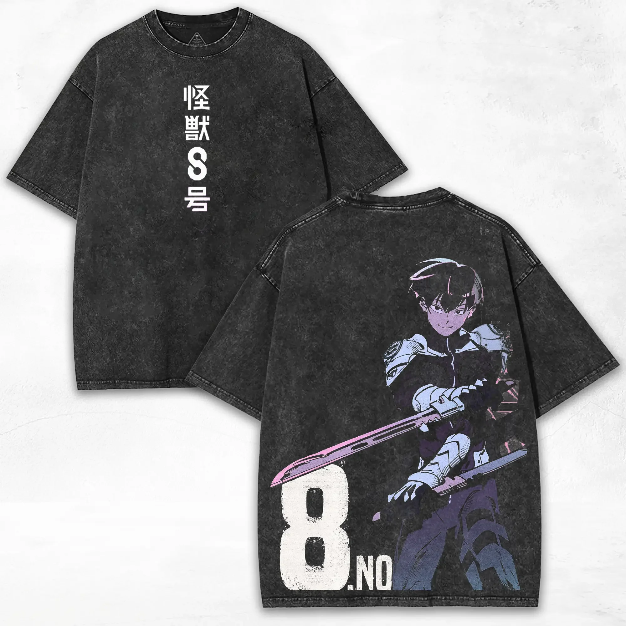 Kaiju No.8 Soushirou Hoshina T-shirt For Men's Clothing Anime Washed Oversized T Shirt Summer Short Sleeve Cotton Tees Clothes