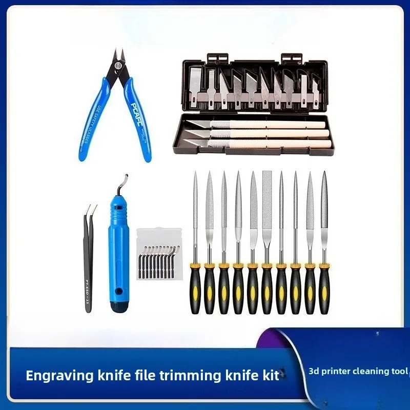 3D Printer Accessories Model Cleaning Tools Carving Knives File Edging Kit, Sanding Edging Kit