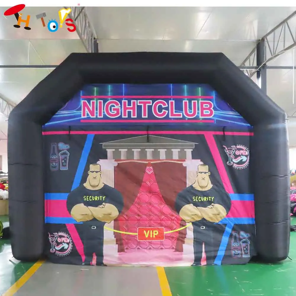 6x4m Black Inflatable Disco Tent Outdoor Activities Inflatable Nightclub Tent for Party Events with Blower