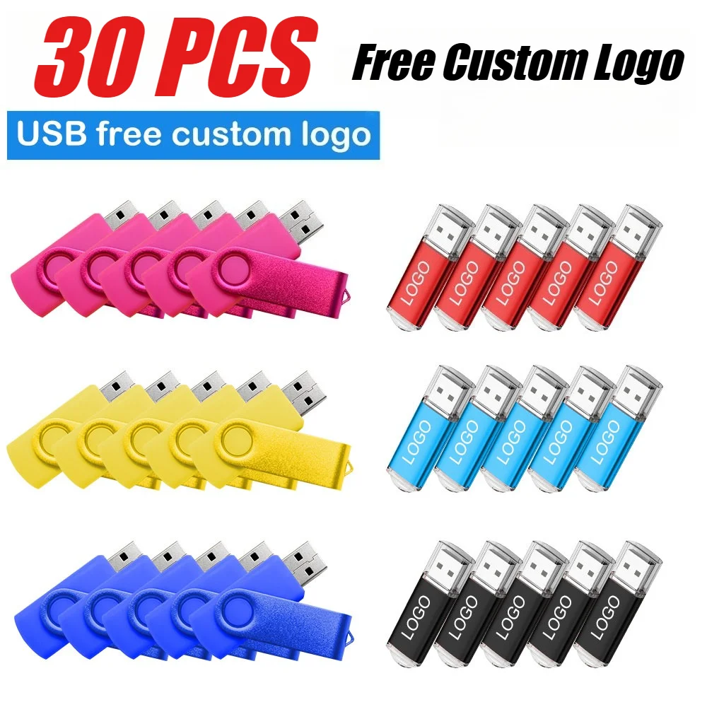 

30pcs wholesale Free Custom Logo Pen Drive 128MB 1GB 2GB 4GB 8GB 16GB Pendrive Memory Stick Flash Drive 32GB 64GB 128GB
