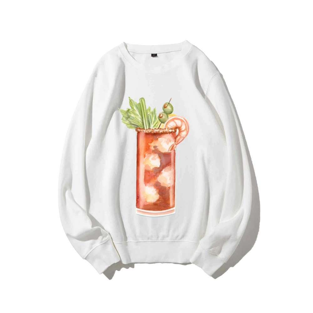 Graphic Sweatshirt Cocktail with Garnish Y2k Print Refreshing Gourmet Social Sweatshirt Soft Fabric Party-Themed Casual Looks