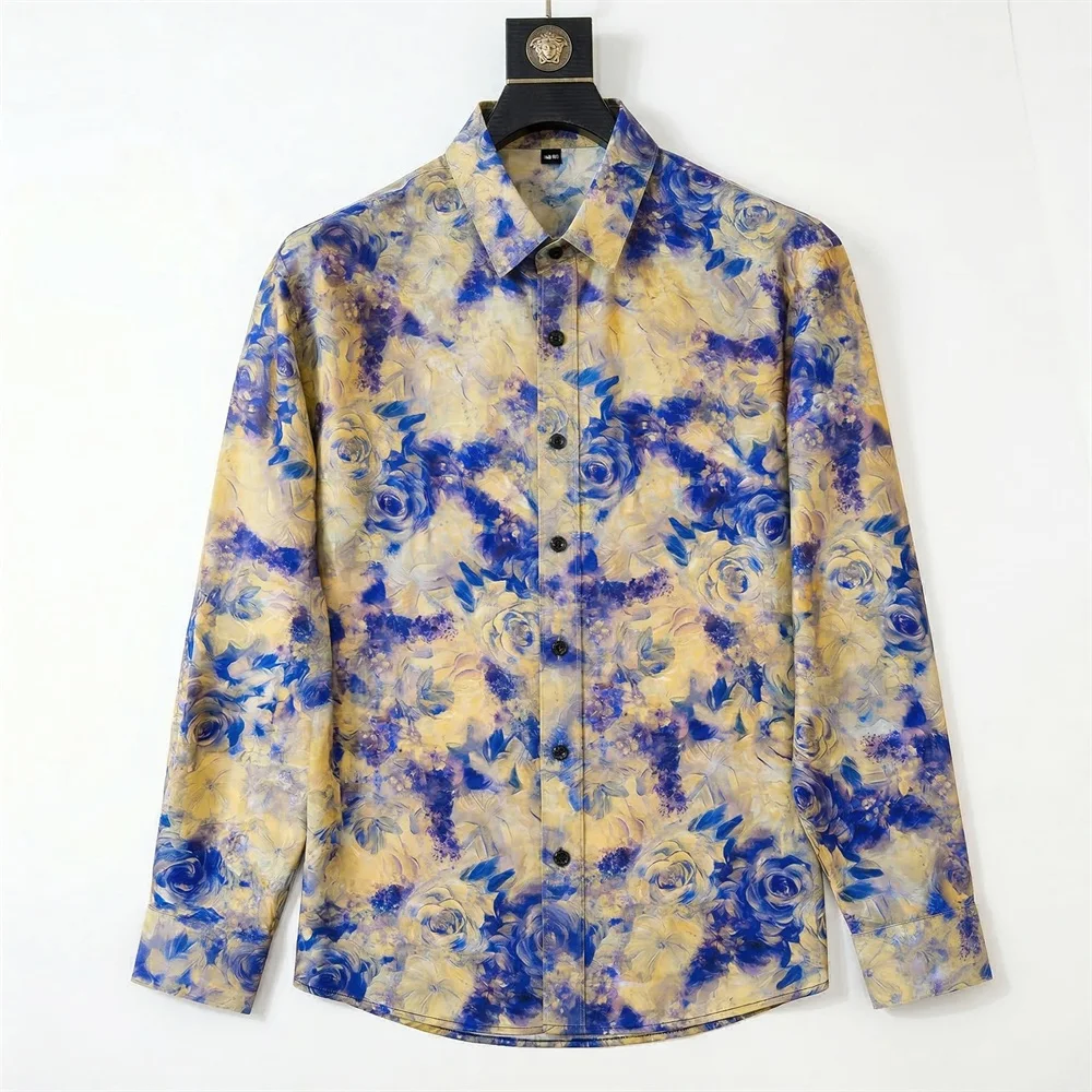 Brand Artistic Tie Dye Men's Long Sleeved Shirt Loose Casual Social Shirt Comfortable and Versatile Shirt for Men Clothing 2026