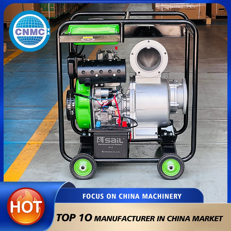 High Quality 6 Inch Mobile Diesel Water Pump 200m³/h Flow Self-priming Centrifugal Pump 535CC with Wheels for Farm Irrigation