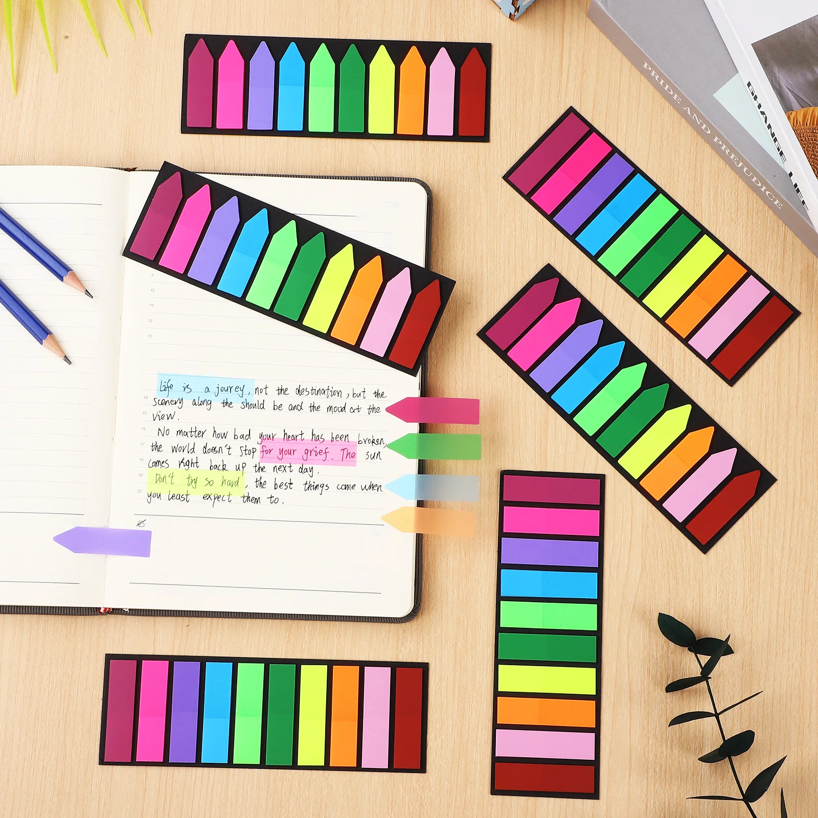 

6Pack Fluorescent Sticky Tabs Self Adhesive Repositionable Page Markers Writable Book Tabs for File Indexing Page Markers