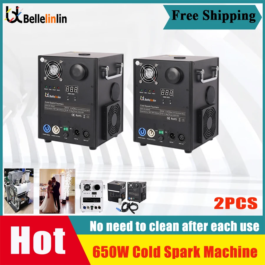 

No Tax 2pcs Retail and wholesale 650W Cold Spark Machine DMX Cold Fireworks Fountain Stage Spark Machine For club Show wedding