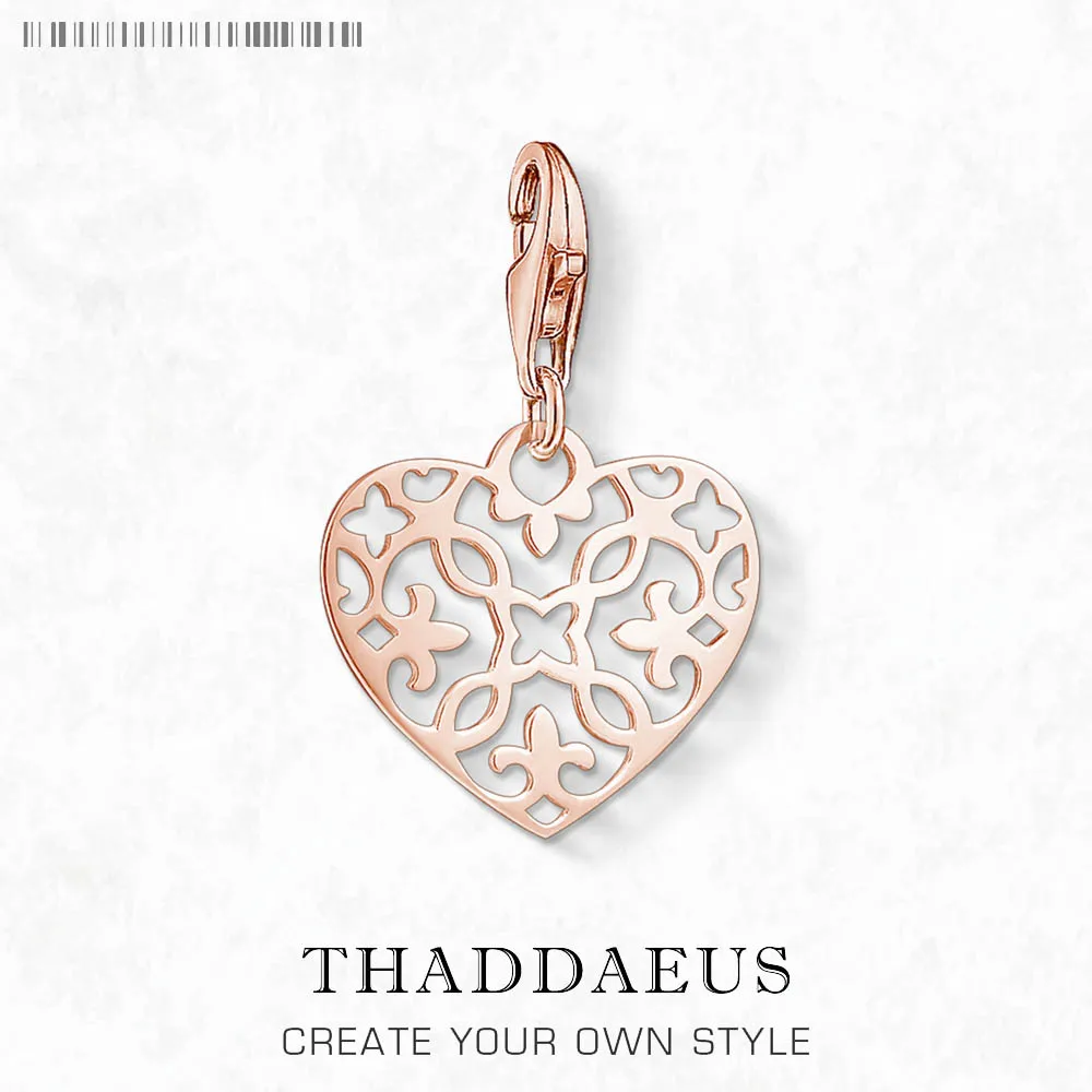 

Arabesque Heart Rose Gold Dangle Charm Pendant For Women 925 Sterling Silver Brand New Romantic Gift